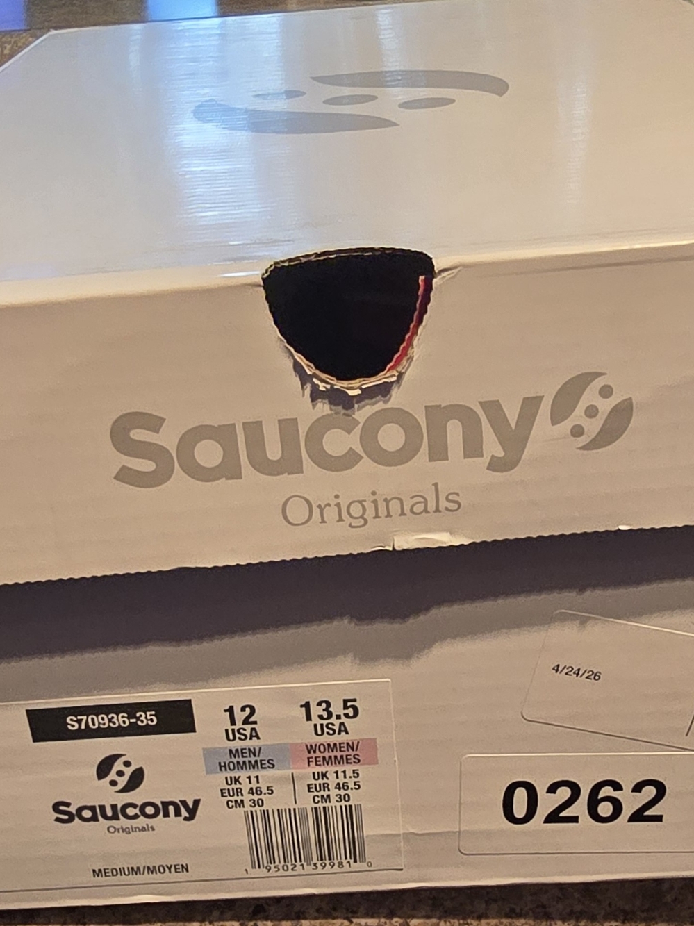 Saucony Originals Shoe Box in White with Gray Logo